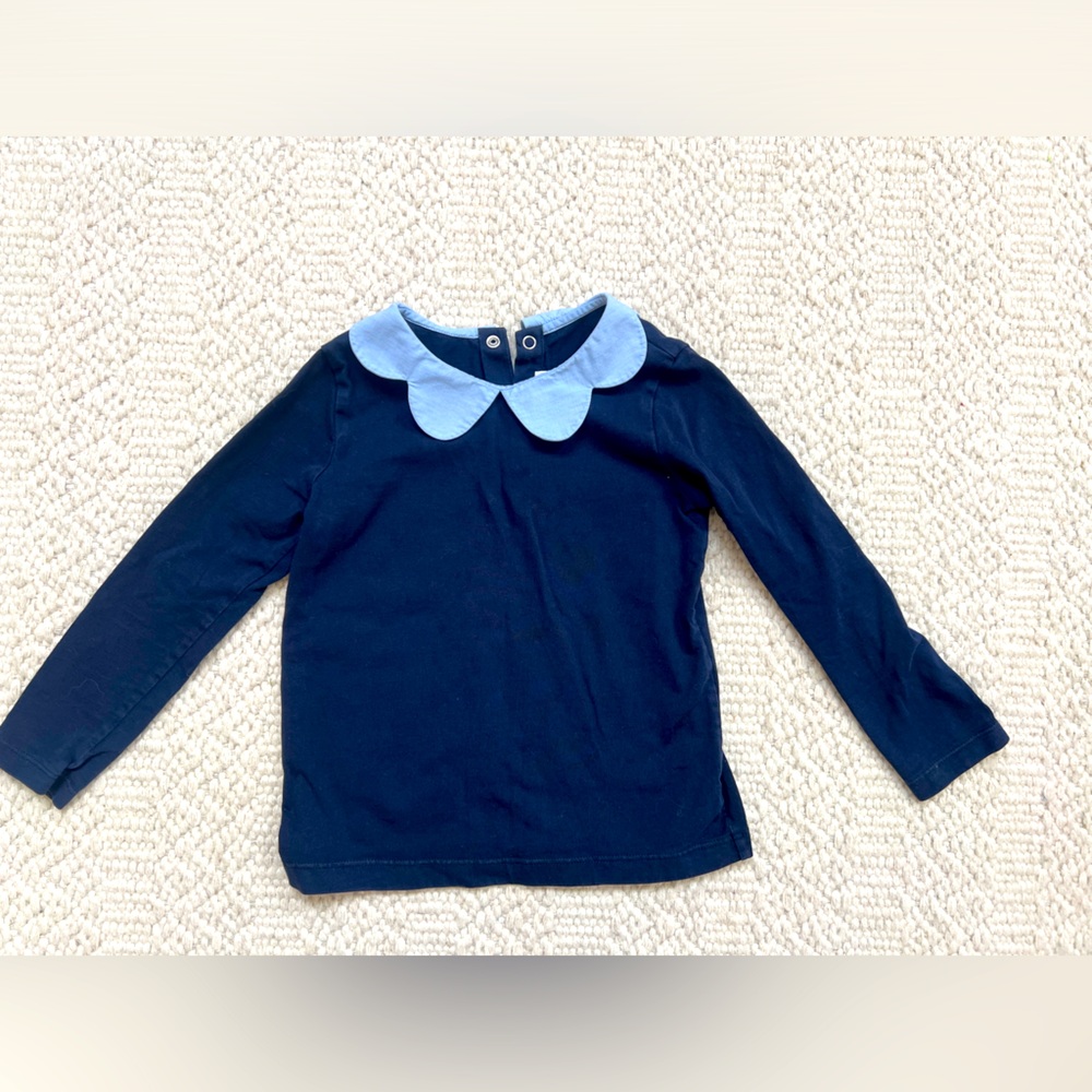 Jacadi long sleeve scallop collar top